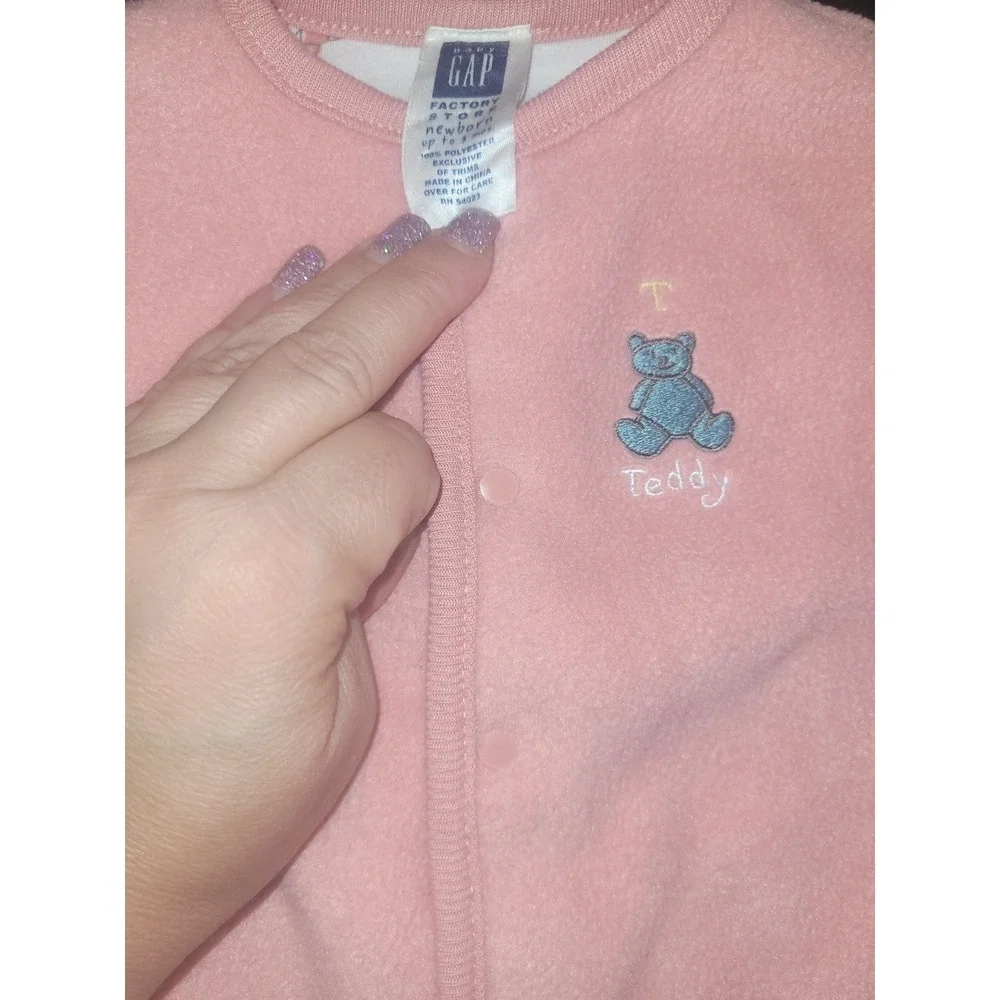 Gap Baby‎ Outfit Fleece Teddy Bear Applique Newborn 0-3 Months vintage 90's y2k